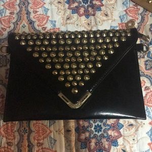 Black patent leather clutch